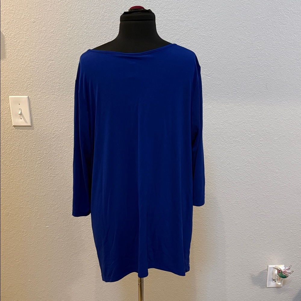 Catherines Royal Blue Long Sleeve Keyhole Top with Rhinestones - Picture 5 of 5